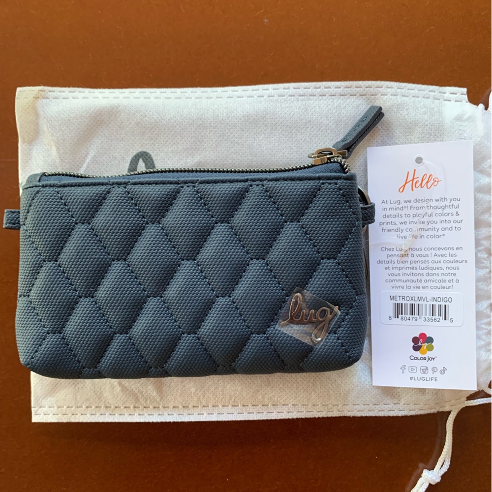 NWT Lug metro XL matte luxe vl ID pouch - indigo